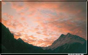 Coucher de soleil depuis l'entrée d'Evolène